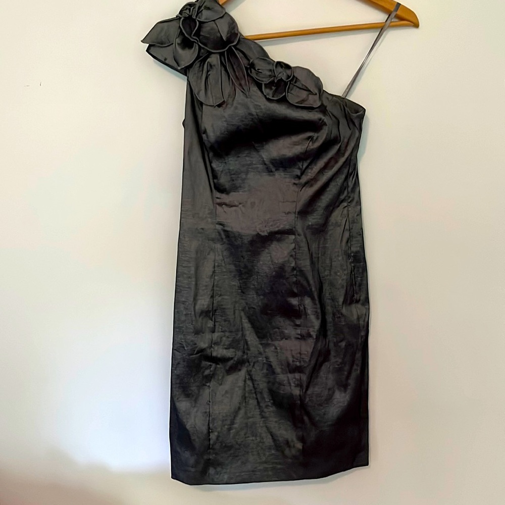 Gorgeous Silver One Shoulder Dress Size 4p - Picture 2 of 5